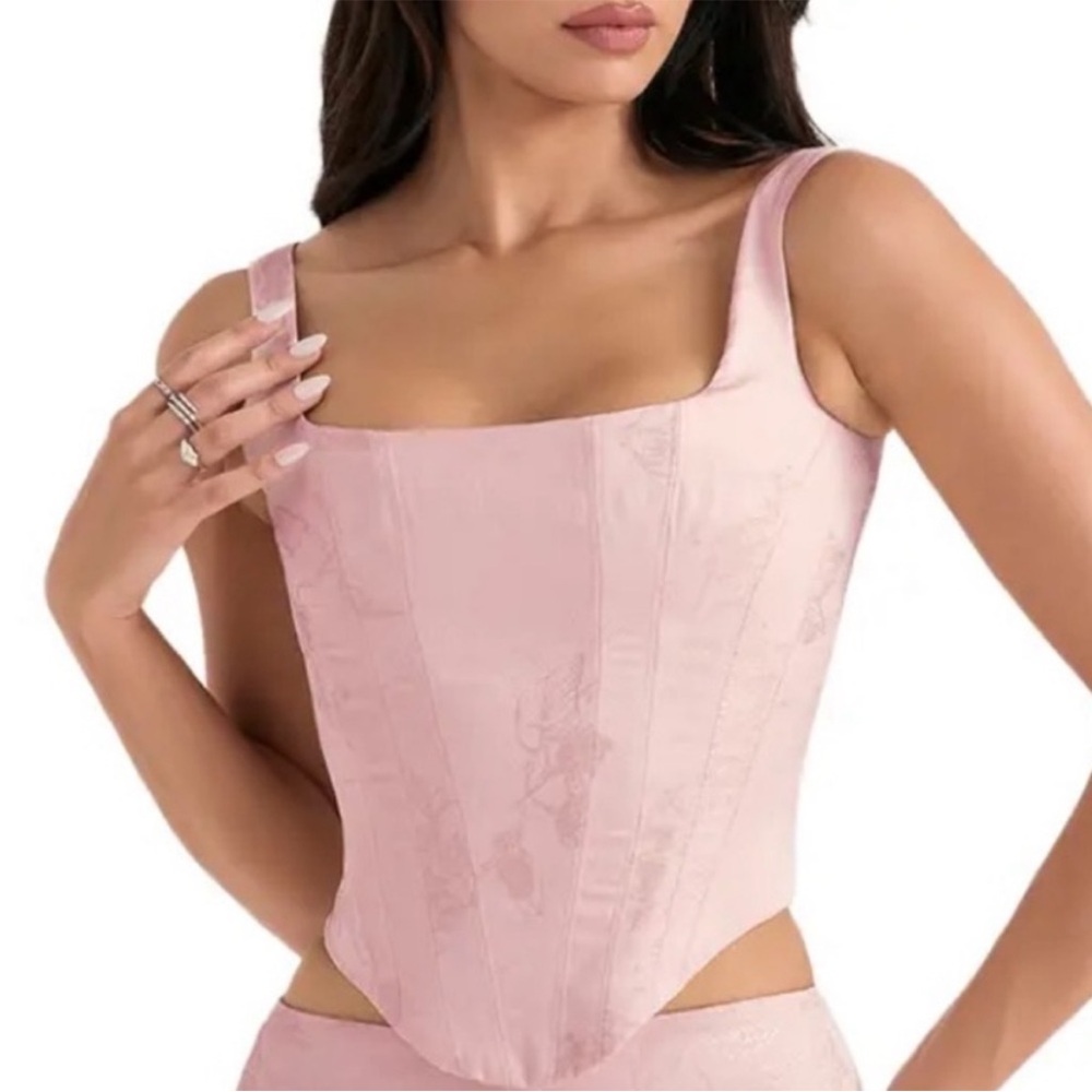 House of CB NWT Satin Longline Corset Top M